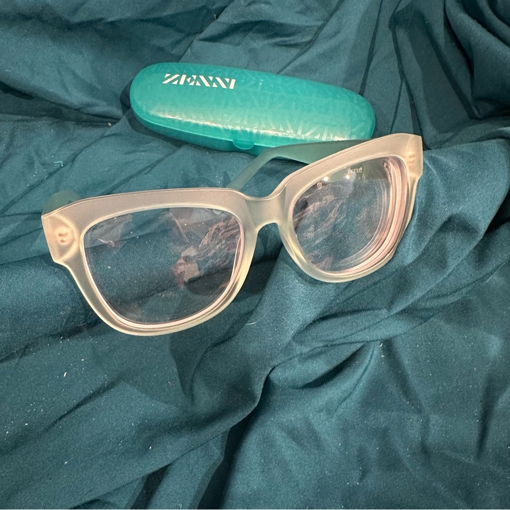 Pale Blue Oversized Cat-Eye Glasses